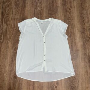 Women’s White Sheer H&M Short Sleeve Blouse